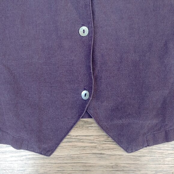 Vintage 75% silk 25% linen collar shell button down purple top blouse Medium - Picture 2 of 12